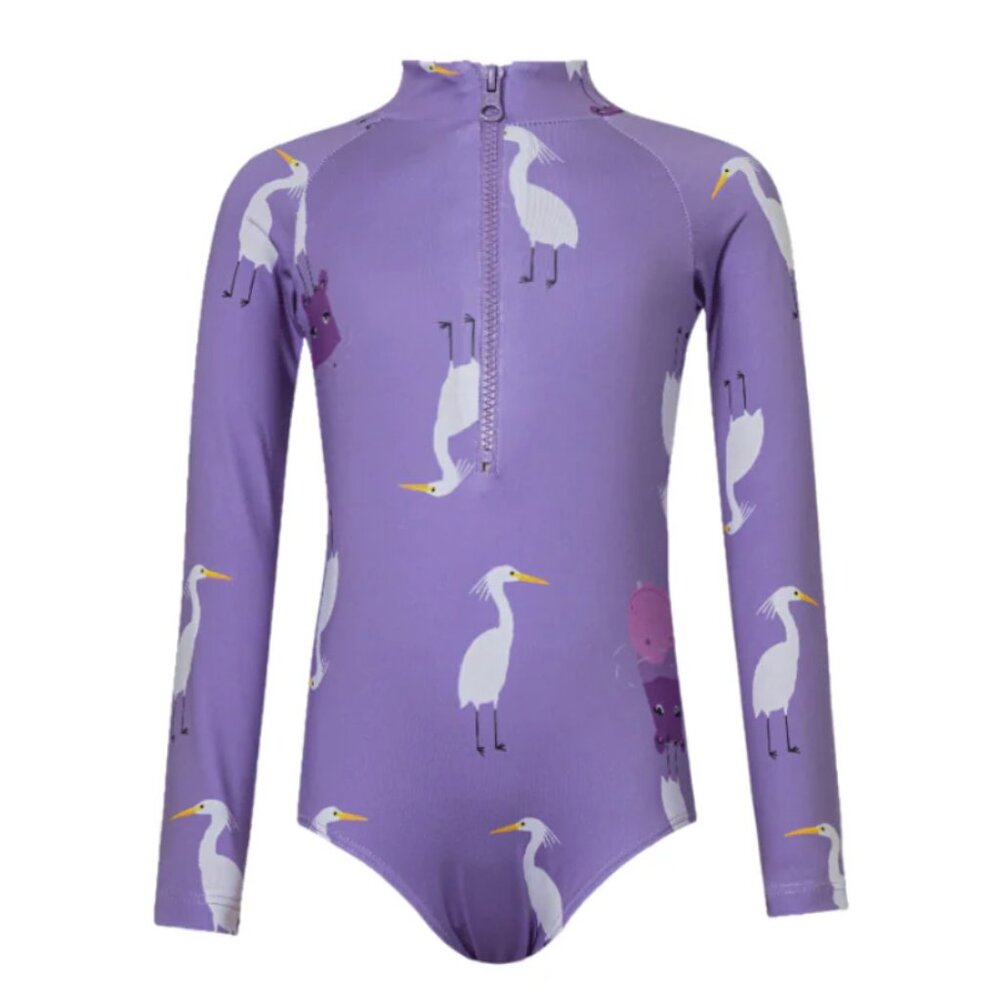 Pepita & Me Greta Purple Hippo Paresoleli Long Sleeve One Piece Swimsuit